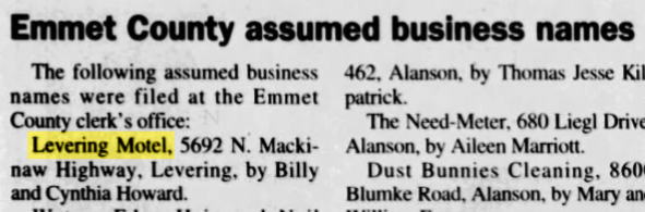 Levering Motel (Gales Motel) - 1999 Notice Of Registered Name (newer photo)